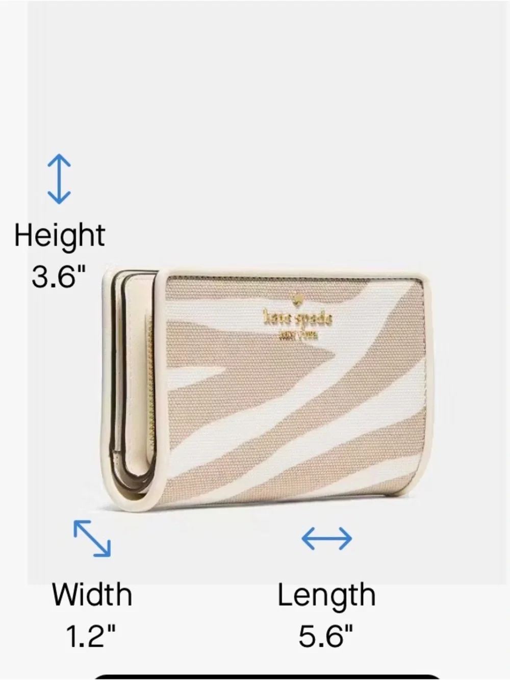 Kate Spade Beige and White Zebra-Print Continental Wallet